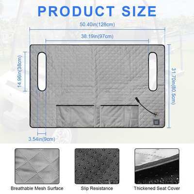 Protezione dal surriscaldamento Pad di riscaldamento per golf per carrello da golf cuscino per sedile di riscaldamento materiale lavabile Fonte di alimentazione CC/AC