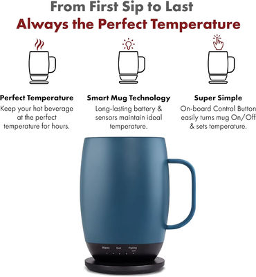 Disegno di fabbrica per bevande a riscaldamento automatico, temperatura controllata, bevande dirette, tazze da caffè, viaggi wireless