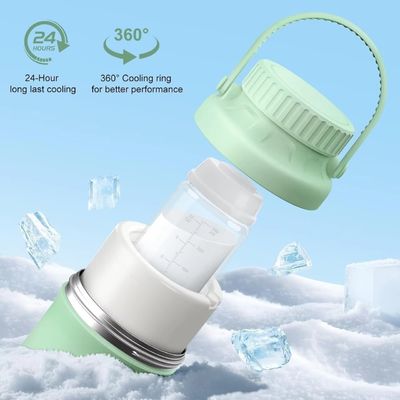 Refrigeratore Portatile per Latte Materno per Esterni, Salva-Vita con Raffreddamento Totale a 360° per 24 Ore, Refrigeratore per Latte Materno da Viaggio a Maggiore Capacità con 2 Biberon per la Conservazione del Latte Materno, Verde