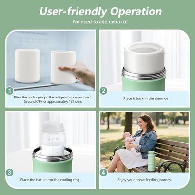 Refrigeratore Portatile per Latte Materno per Esterni, Salva-Vita con Raffreddamento Totale a 360° per 24 Ore, Refrigeratore per Latte Materno da Viaggio a Maggiore Capacità con 2 Biberon per la Conservazione del Latte Materno, Verde