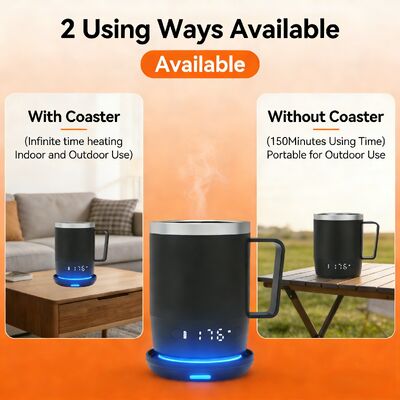 Tazza Intelligente Portatile con Controllo Digitale della Temperatura, Batteria Ricaricabile, Display LED e Coperchio Antigoccia per un Uso Comodo
