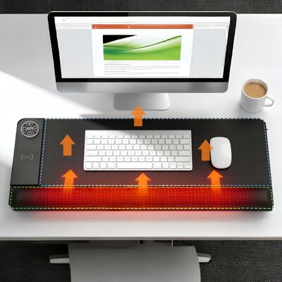 Personalizza il tappetino per mouse riscaldato con protezione da surriscaldamento, ricarica wireless e supporto per il polso, tappetino per mouse con riscaldamento intelligente