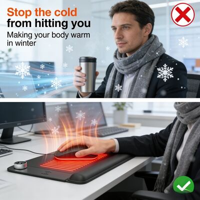 Personalizza il tappetino per mouse riscaldato con protezione da surriscaldamento, ricarica wireless e supporto per il polso, tappetino per mouse con riscaldamento intelligente