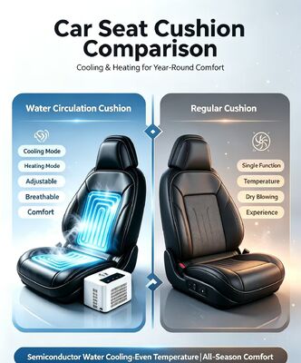 Cuscino sedile riscaldato per auto raffreddato ad acqua, funzionante a tensione standard di 12V con potenza totale nominale di 84W, garantendo un consumo sicuro ed energetico