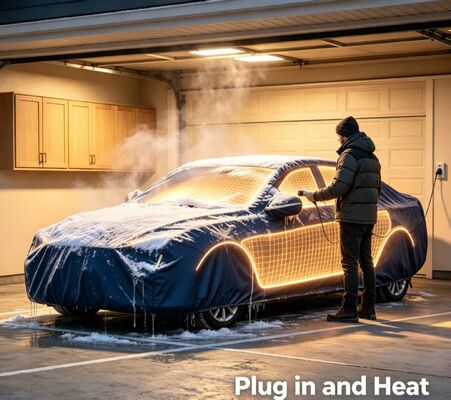 Copri-cofano riscaldante per auto con facile installazione e rimozione, progettato per un uso ripetuto e protezione da neve, gelo e pioggia leggera