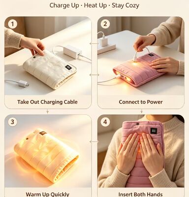 Scaldamani ricaricabile USB con morbido tessuto di cristallo, design compatto e portatile, ideale per ufficio, esterni e viaggi, che fornisce un calore costante e delicato