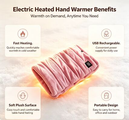 Caldaia mani portatile USB elettrica 3 Temperatura regolabile Max 50°C Sacchetto di riscaldamento a mano ricaricabile a flannello morbido Inverno regalo caldo all'aperto