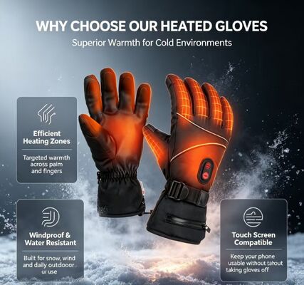 Guanti riscaldati elettrici, guanti riscaldanti a batteria con foglio di grafene da 5V, guanti termici caldi antivento impermeabili regolabili da 40-65℃ per sci, ciclismo, campeggio, lavoro