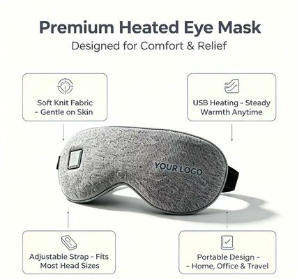 Maschera oculare riscaldata, Super Soft PU Maschera oculare elettrica calda 35-55°C Temperatura regolabile, 1000mAh Maschera oculare riscaldante portatile ricaricabile per alleviare la stanchezza oculare, uso scolastico a domicilio in ufficio di viaggio
