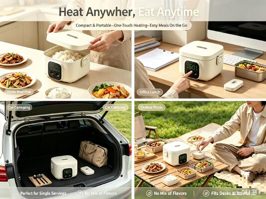 Scatola Pranzo Elettrica USB da 500ml con Riscaldamento, Acciaio Inossidabile 304, Temperatura Regolabile, Scaldavivande Portatile per Campeggio, Picnic, Viaggio in Auto