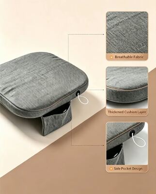 OEM ODM Graphene USB Cushion di sedile riscaldato, logo personalizzato taglia personalizzata colore personalizzato, cuscino per sedie di riscaldamento in cotone di lino con tasca Power Bank, controllo della temperatura a 3 velocità per auto ufficio casa