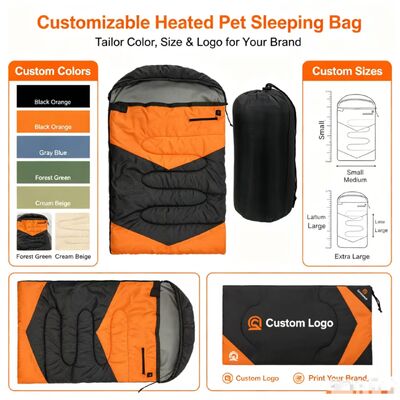 Sacco a pelo riscaldato OEM ODM personalizzato per cani, temperatura regolabile a 3 livelli, sacco a pelo per animali domestici in cotone cavo con etichetta privata 71*108 cm, logo e imballaggio personalizzati per campeggio, viaggi, casa, esterni, certificato CE FCC