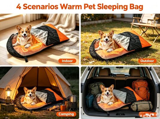 Borsa da letto riscaldata portatile pieghevole per cani, facile da trasportare e riporre, temperatura regolabile a 3 livelli, resistente all'acqua e ai graffi, certificata CE FCC ROHS