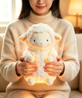 Cute Warm Sheep Portable Rechargeable Hand Warmer,3 Temperature Settings 40-60°C,6-8 Hours Working Time,USB Power Bank Support for On‐the‐Go Use,Compact 9*15*18cm Poliester Winter Pocket Heater