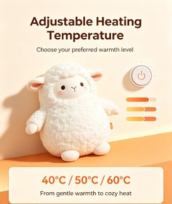 Cute Warm Sheep Portable Rechargeable Hand Warmer,3 Temperature Settings 40-60°C,6-8 Hours Working Time,USB Power Bank Support for On‐the‐Go Use,Compact 9*15*18cm Poliester Winter Pocket Heater
