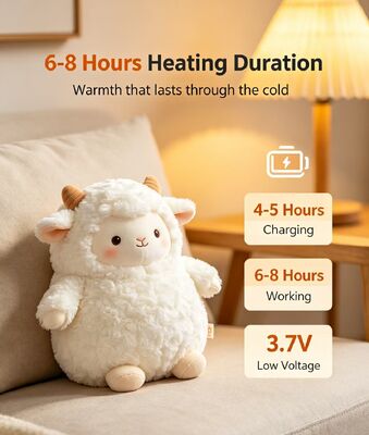 Cute Warm Sheep Portable Rechargeable Hand Warmer,3 Temperature Settings 40-60°C,6-8 Hours Working Time,USB Power Bank Support for On‐the‐Go Use,Compact 9*15*18cm Poliester Winter Pocket Heater