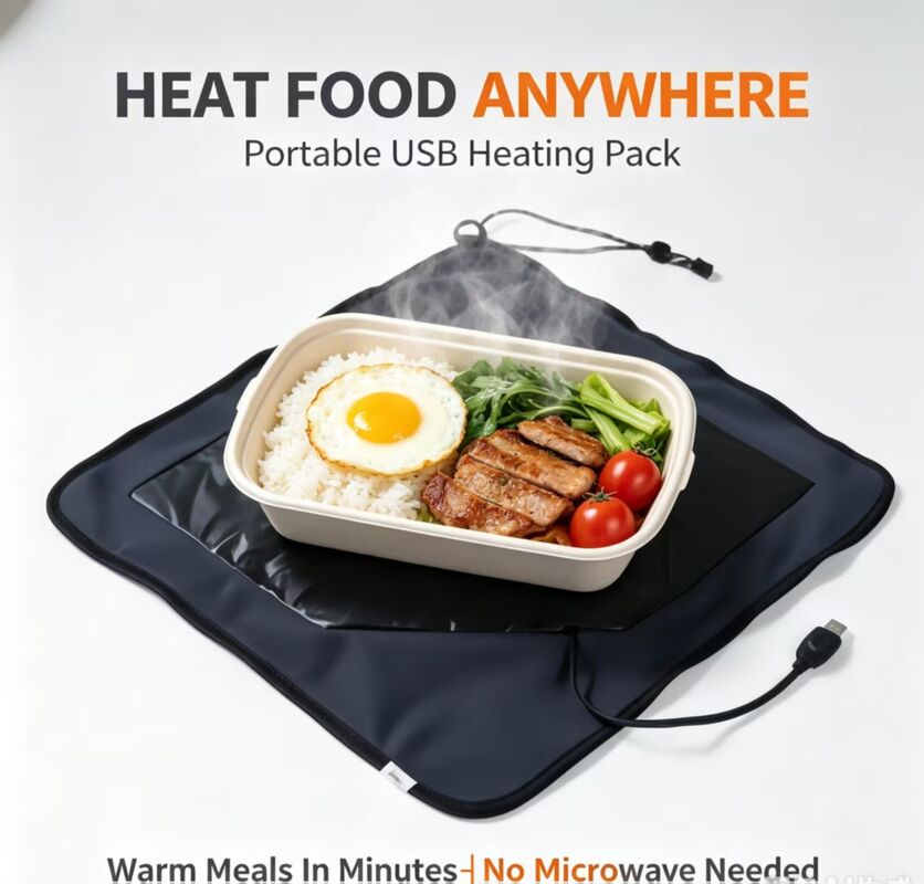 Sacchetto di riscaldamento alimentare alimentato da USB con superficie sicura per alimenti facile da pulire e ideale per mantenere il calore costante dei pasti in movimento