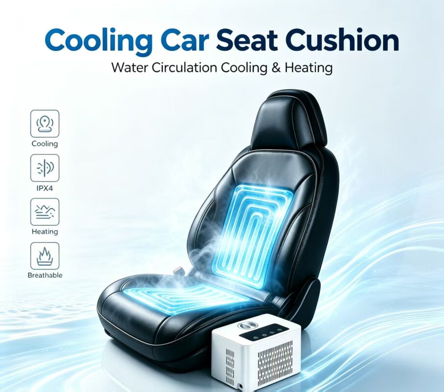 Cuscino sedile riscaldato per auto raffreddato ad acqua, funzionante a tensione standard di 12V con potenza totale nominale di 84W, garantendo un consumo sicuro ed energetico
