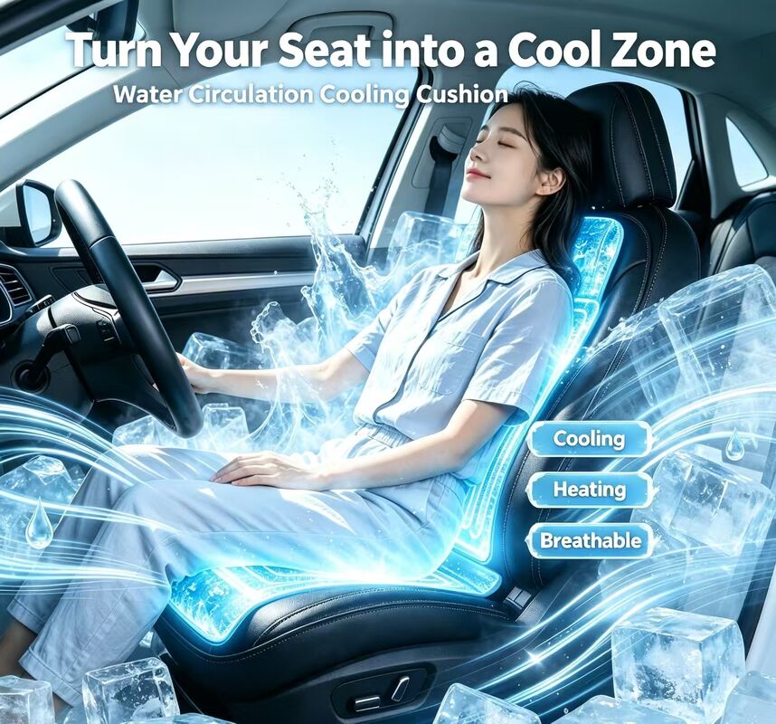 Cuscino per sedile riscaldato per auto raffreddato ad acqua realizzato in materiali TPU e pelle PU che offrono durata e resistenza alle fuoriuscite