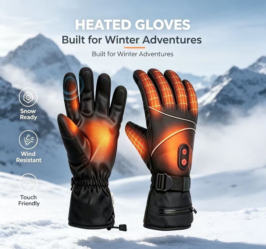 Guanti riscaldati elettrici, guanti riscaldanti a batteria con foglio di grafene da 5V, guanti termici caldi antivento impermeabili regolabili da 40-65℃ per sci, ciclismo, campeggio, lavoro