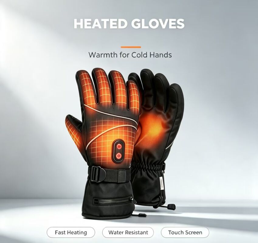 Scaldamani in grafene con touch screen, resistenti e con temperatura regolabile, impermeabili, antivento, antineve, guanti elettrici