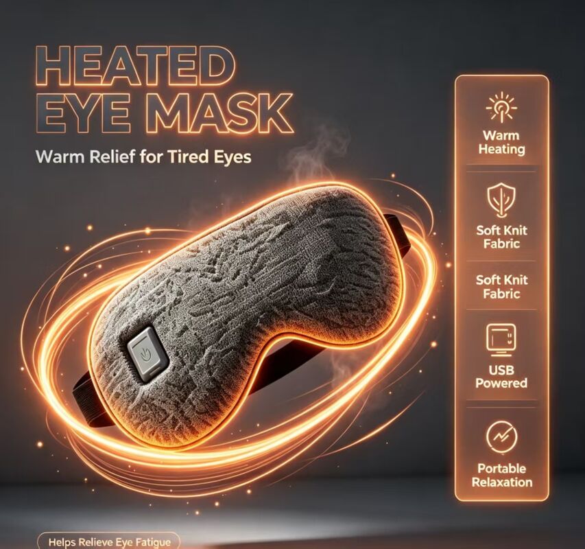 Maschera per gli occhi riscaldata regolabile a 35-55°C, Maschera per gli occhi riscaldata ricaricabile portatile a riscaldamento rapido, Maschera per gli occhi elettrica in tessuto a maglia morbida Dotata di borsa di stoccaggio per viaggi e rilassamento oculare quotidiano