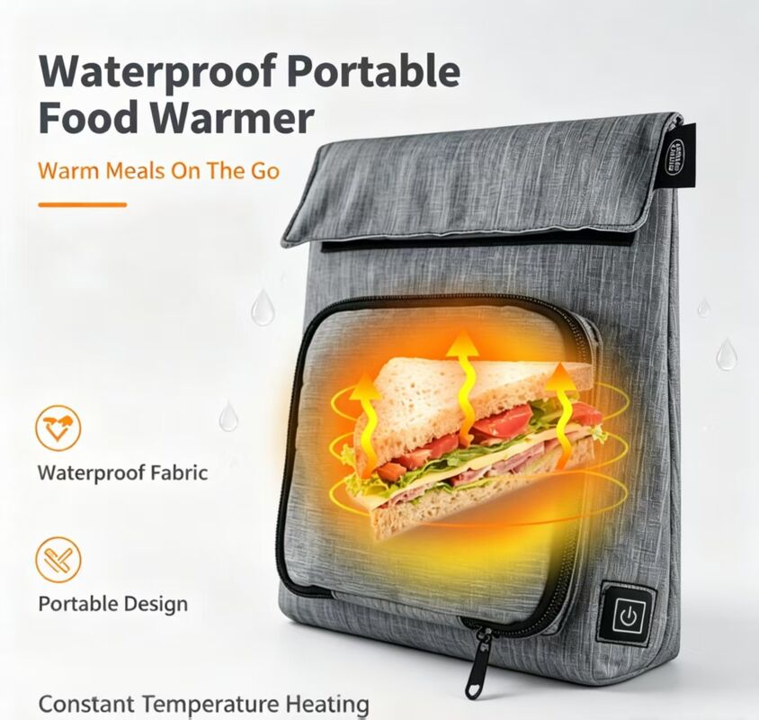 USB riscaldato riscaldatore alimentare impermeabile, portatile 3 livelli 50-59°C Tasca riscaldatrice alimentare regolabile, lavabile ricaricabile a prova di perdite Taschino riscaldatore alimentare per viaggi Picnic scolastico all'aperto