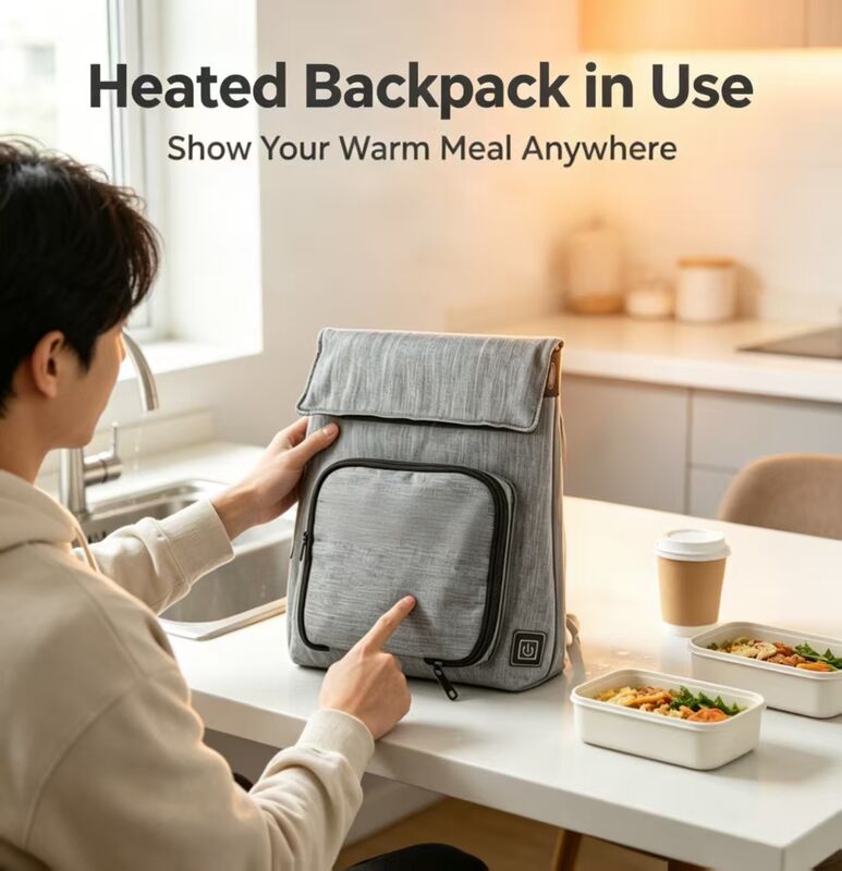 Soluzione di riscaldamento alimentare on-the-go USB impermeabile riscaldato per il pranzo riscaldatore, rimovibile per la ricarica e completamente lavabile, impermeabile a 3 livelli 50-59°C Calore per viaggi, scuole e picnic all'aperto