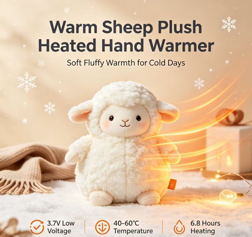 Calda pecora riscaldatore a mano ricaricabile, 3, livello 40-50-60°C Temperatura regolabile, 6-8H riscaldatore di tasca portatile di lunga durata,regalare di riscaldamento invernale in fibra di poliestere per uso interno esterno
