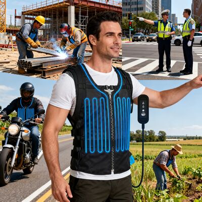 Gilet rinfrescante ergonomico con raffreddamento intelligente, progettato per comfort e gestione del calore durante lunghi periodi di lavoro all'aperto