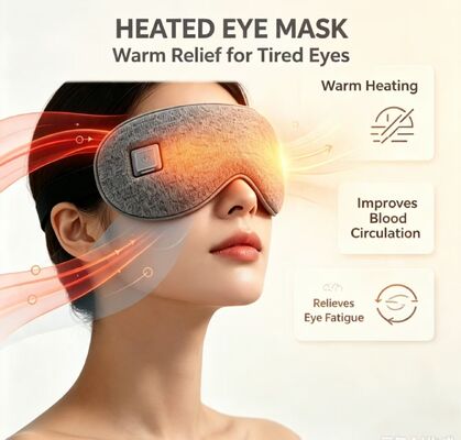 Maschera per occhi riscaldata elettrica con foglio riscaldante in fibra di carbonio integrato, fodera interna morbida in cotone isolante, maschera per occhi calda, maschera per occhi riscaldante portatile da 1000 mAh con temperatura regolabile per lenire gli occhi stanchi