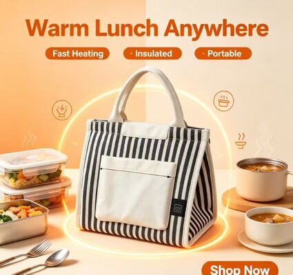 Tasca da pranzo riscaldata a 5V alimentata da USB senza presa a parete, 3 temperature regolabili, riscaldatore alimentare termico leggero per esterni e viaggi