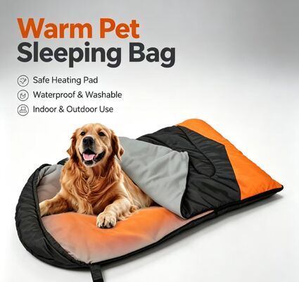 Sacchetto da letto per cani riscaldato a 3 livelli regolabile temperatura, poliestere di cotone soffice e cavo portabile sacchetto da letto per animali domestici caldo per inverno neve vento, campeggio viaggio uso domestico all'aperto