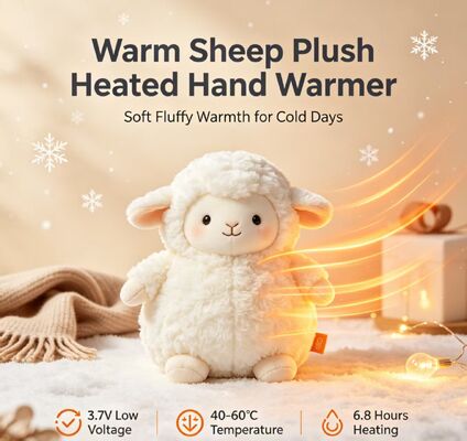 Calda pecora riscaldatore a mano ricaricabile, 3, livello 40-50-60°C Temperatura regolabile, 6-8H riscaldatore di tasca portatile di lunga durata,regalare di riscaldamento invernale in fibra di poliestere per uso interno esterno