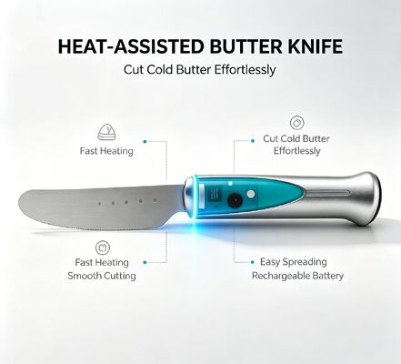 Coltello elettrico per burro indispensabile per la cottura, taglierino per ammorbidire il burro con controllo touch impermeabile, ricaricabile USB da 1020 mAh, ottimo regalo per la cucina