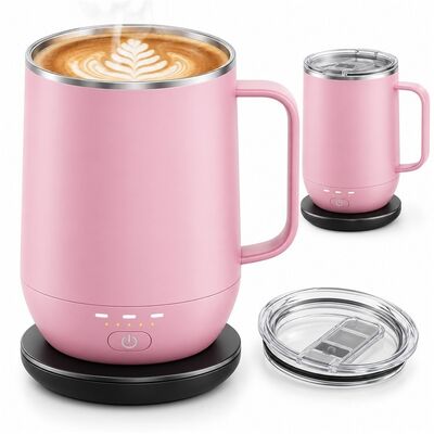 Cucina riscaldata con ricarica wireless, più impostazioni di temperatura con controllo a un solo pulsante, tazza di caffè senza fili ricaricabile con rivestimento in acciaio inossidabile, logo e imballaggio a colori personalizzati