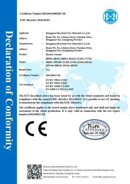 Cina Dongguan Sheerfond New Materials Co., Ltd. Certificazioni