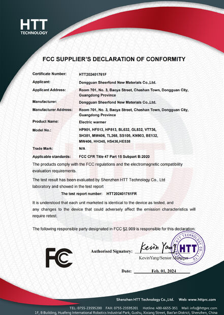 Cina Dongguan Sheerfond New Materials Co., Ltd. Certificazioni